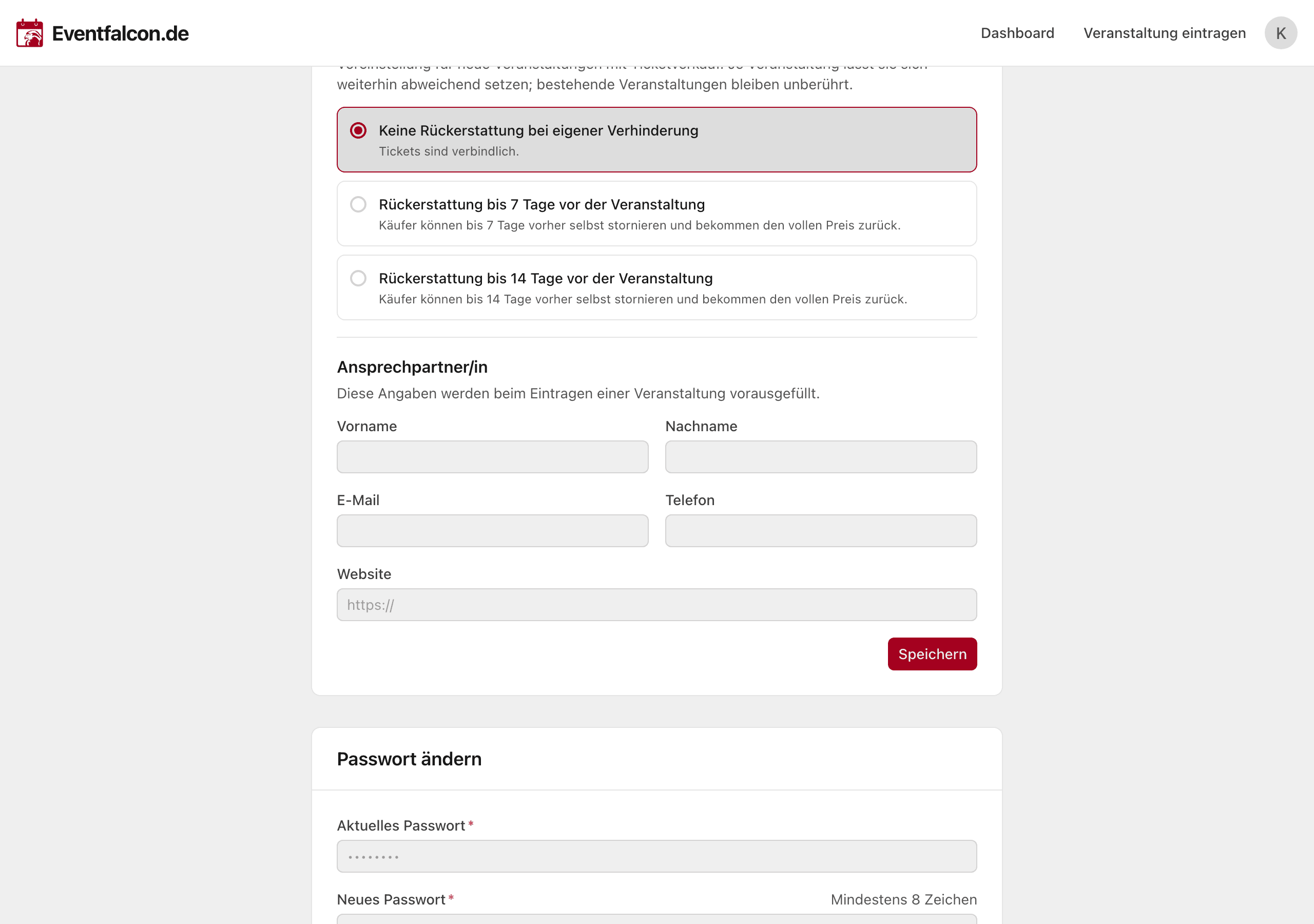 Die Voreinstellung im Profil